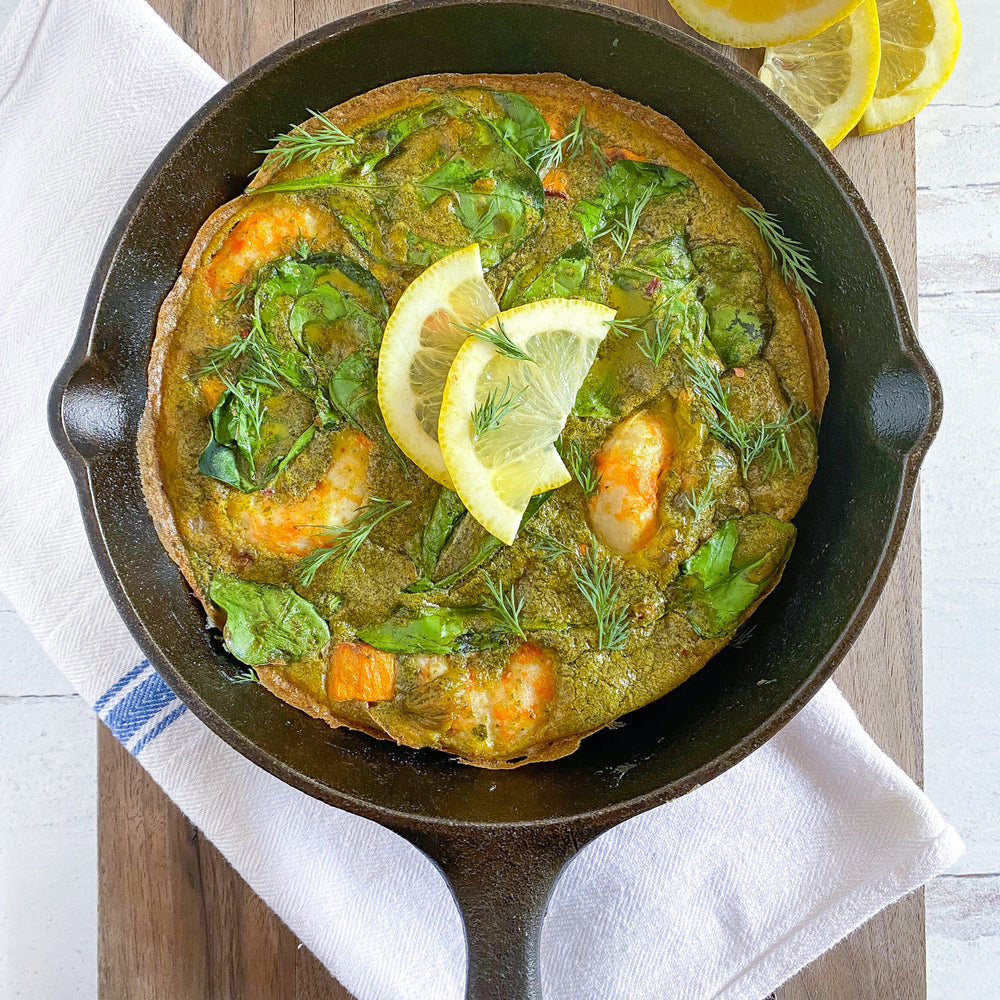 Mind Blown Dusted Shrimp Pesto Frittata